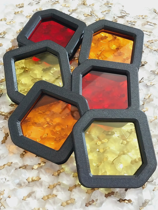 Screen mosaics.                    Diamond Dazzler's Sunset ( red, orange, yellow)