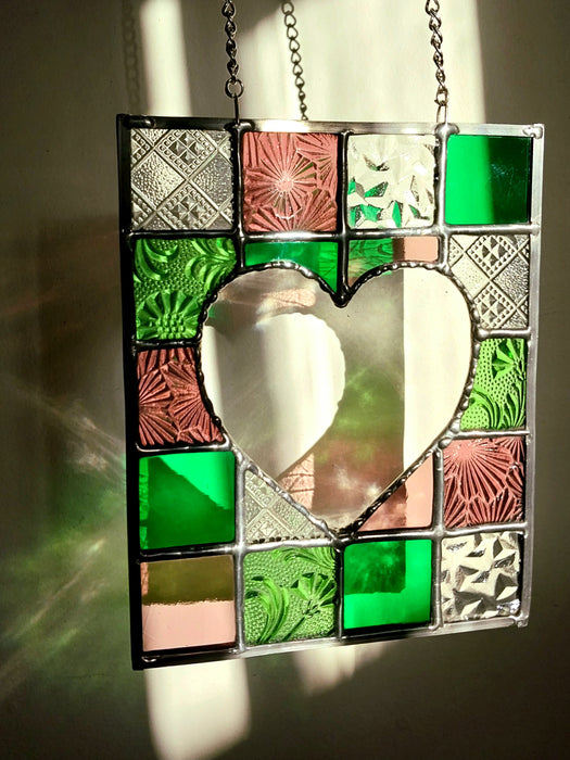 "An open heart" Patchwork 4 pink/green