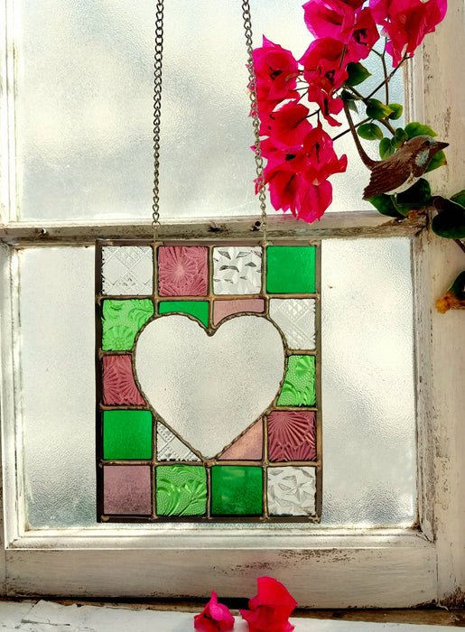 "An open heart" Patchwork 4 pink/green
