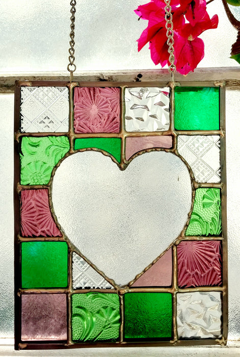 "An open heart" Patchwork 4 pink/green