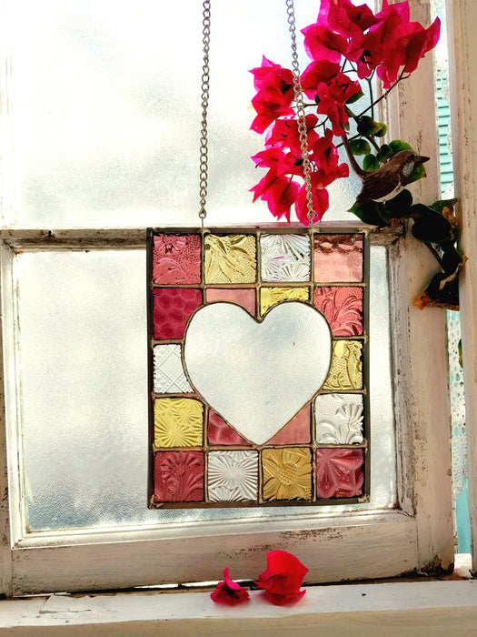 "An open heart" Patchwork 3 pink/yellow