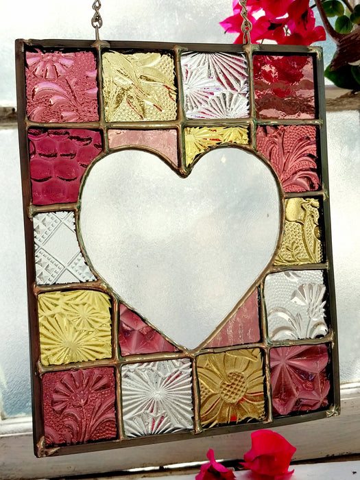 "An open heart" Patchwork 3 pink/yellow