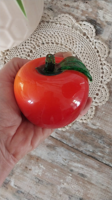 Vintage Glass fruit in red art glass bowl