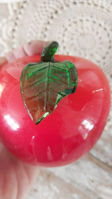 Vintage Glass fruit in red art glass bowl