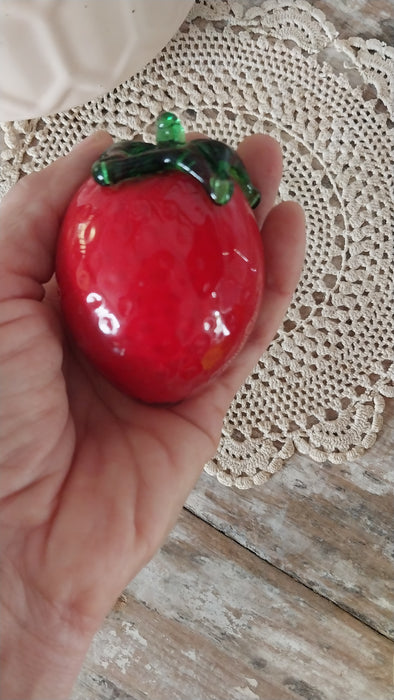 Vintage Glass fruit in red art glass bowl