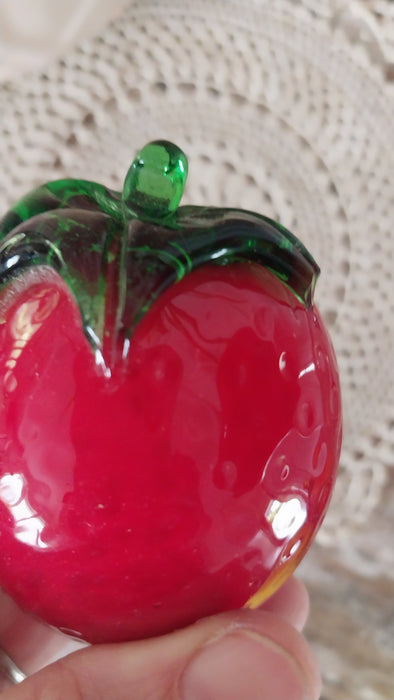 Vintage Glass fruit in red art glass bowl