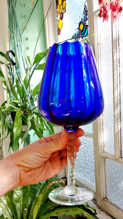 Vintage Cobalt blue Brandy glass