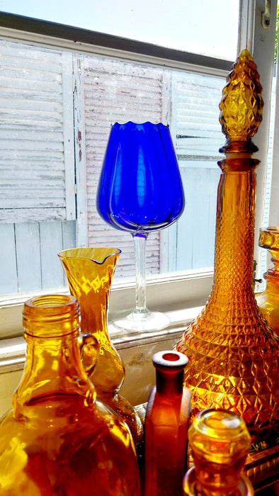 Vintage Cobalt blue Brandy glass