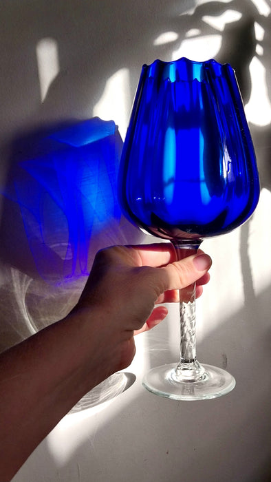 Vintage Cobalt blue Brandy glass