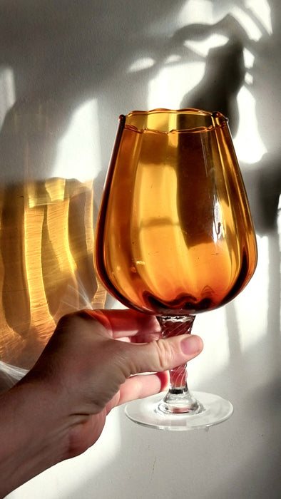 Vintage amber Brandy glass