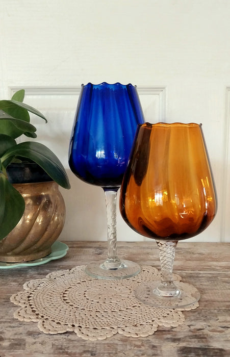 Vintage Cobalt blue Brandy glass