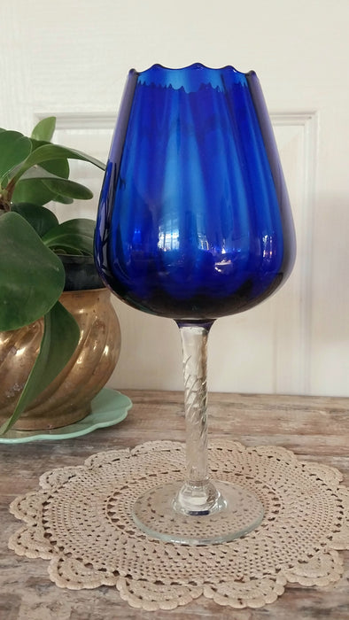 Vintage Cobalt blue Brandy glass