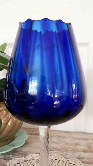 Vintage Cobalt blue Brandy glass