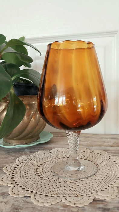 Vintage amber Brandy glass