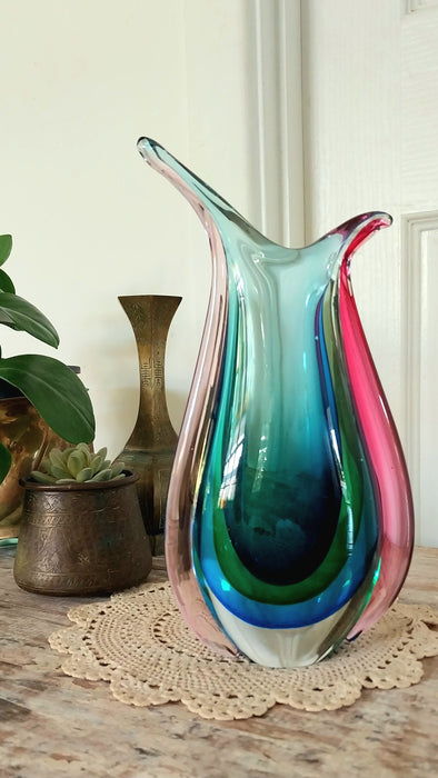 Rainbow art glass vase