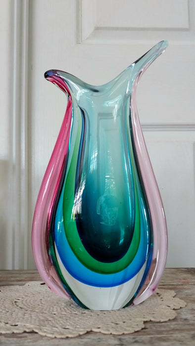 Rainbow art glass vase