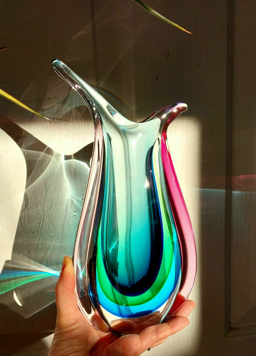 Rainbow art glass vase