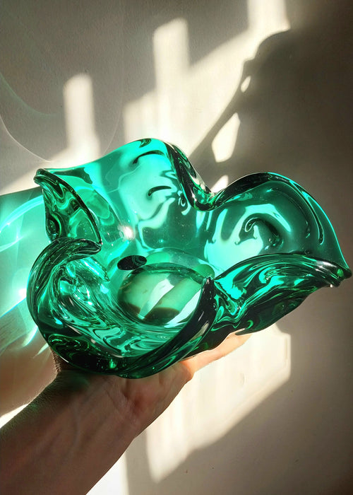 Teal Krosno josefina polish art glass bowl.