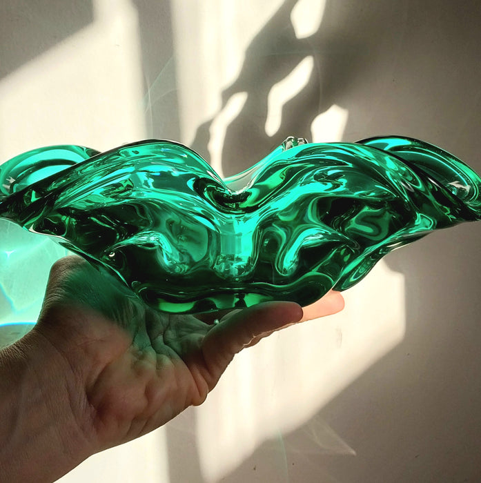 Teal Krosno josefina polish art glass bowl.