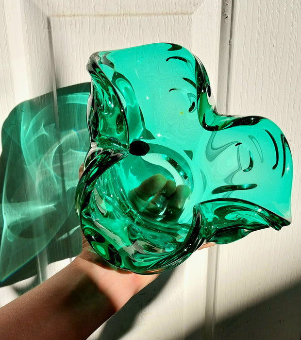 Teal Krosno josefina polish art glass bowl.