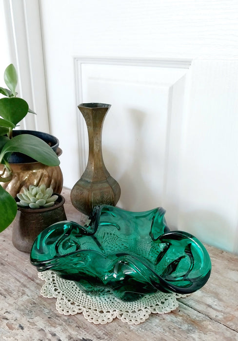 Teal Krosno josefina polish art glass bowl.