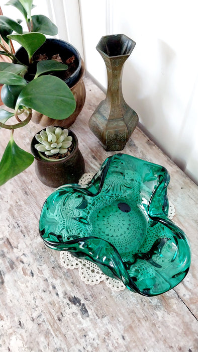 Teal Krosno josefina polish art glass bowl.