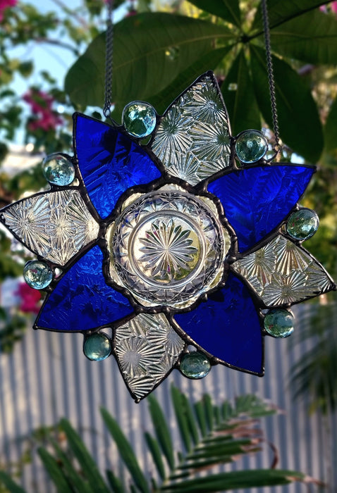 Available Saturday 13th of June 3pm AEST. 💙Blue & clear glass mandala