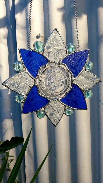 Available Saturday 13th of June 3pm AEST. 💙Blue & clear glass mandala