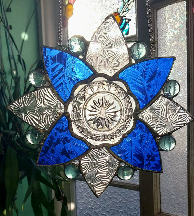 Available Saturday 13th of June 3pm AEST. 💙Blue & clear glass mandala