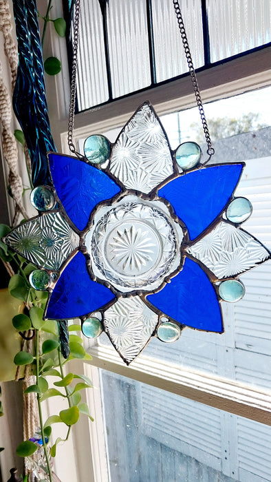 Available Saturday 13th of June 3pm AEST. 💙Blue & clear glass mandala