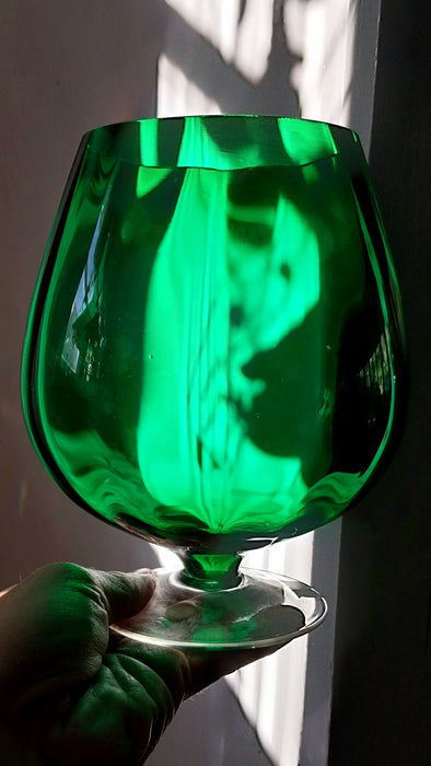 Vintage green decorative Brandy glass
