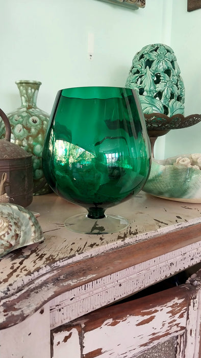Vintage green decorative Brandy glass