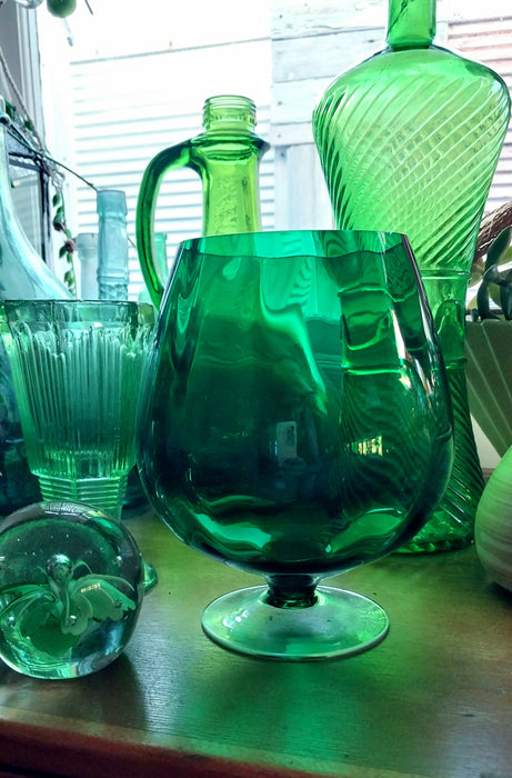 Vintage green decorative Brandy glass