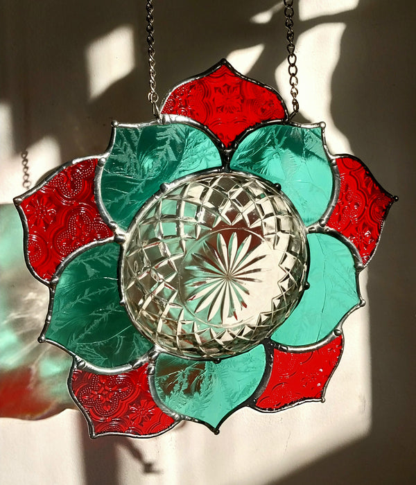 Mandala teal/red
